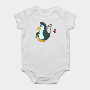 Penguin at Fishing with Fishing rod Baby Bodysuit